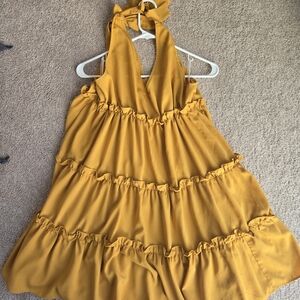 Elegant Mustard Midi Dress